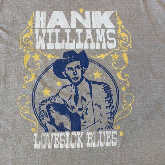Hank Williams Love Sick Blues Tan Shirt Size Small/Medium Oversized Country - Picture 2 of 4